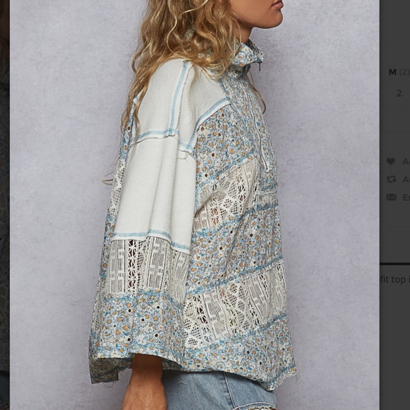 POL “ Auckland” POL Quarter Zip Mixed Fabric Top - Picture 3 of 5